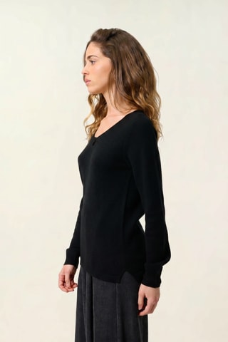 Pull Glyder 100% cachemire, 2 fils - Col rond - Noir