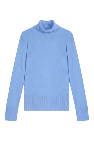 Pull Fornet 100% cachemire, 2 fils - Col montant - Bleu