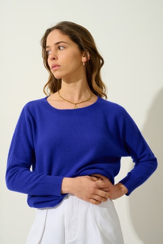 Pull Goléon 100% cachemire - Col rond - Bleu