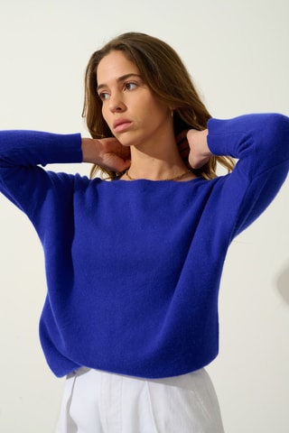 Pull Goléon 100% cachemire - Col rond - Bleu