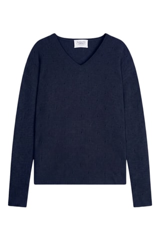 Pull Dotsy 100% cachemire, 4 fils - Col en V - Bleu
