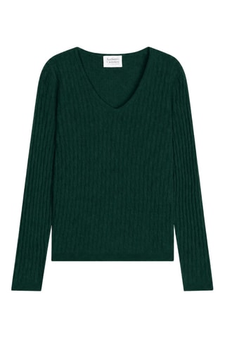 Pull Grasmoor 100% cachemire, 2 fils - Col en V - Vert