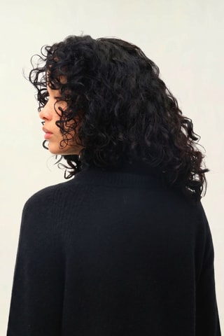 Pull Dolce 100% cachemire, 2 fils - Col montant - Noir