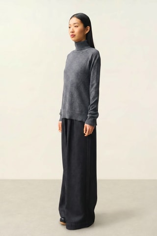 Pull Madeline 100% cachemire, 2 fils - Col montant - Gris
