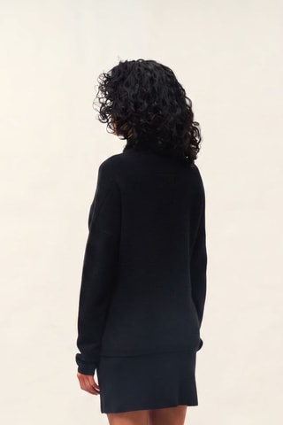 Pull Collin 100% cachemire, 2 fils - Col montant - Noir