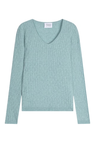 Pull Grasmoor 100% cachemire, 2 fils - Col en V - Bleu