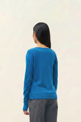 Pull Galise 100% cachemire, 2 fils - Col en V - Bleu