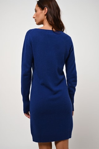 Robe pull Armet 100% cachemire, 2 fils - Col rond - Bleu