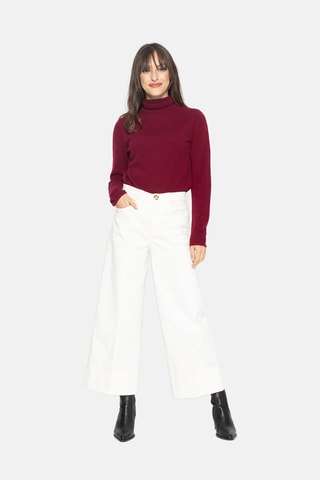 Pull Bise 100% cachemire, 2 fils - Col montant - Rouge