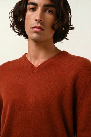 Pull Victor 100% cachemire, 4 fils - Col en V , 268 g - Marron
