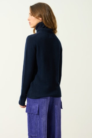 Pull Linda 100% cachemire, 4 fils - Col roulé  - 268 g - Bleu