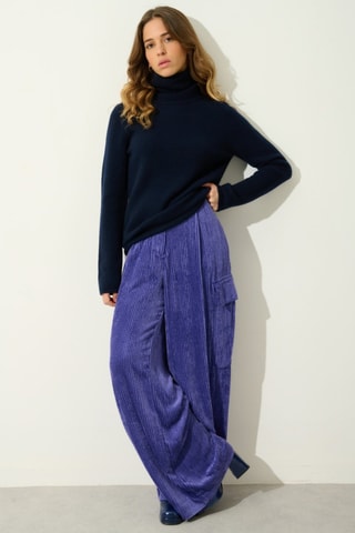 Pull Linda 100% cachemire, 4 fils - Col roulé  - 268 g - Bleu