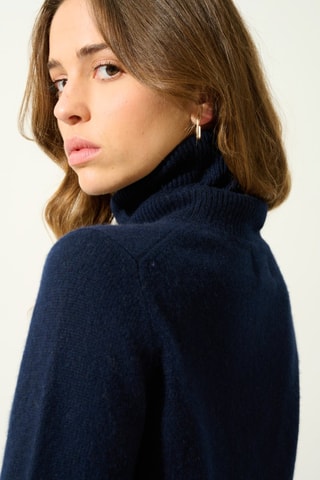 Pull Linda 100% cachemire, 4 fils - Col roulé  - 268 g - Bleu