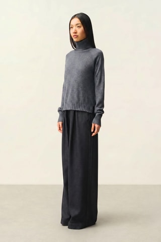 Pull Cassy 100% cachemire, 2 fils - Col montant - Gris