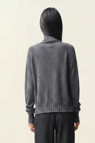 Pull Cassy 100% cachemire, 2 fils - Col montant - Gris