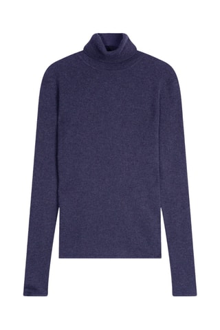 Pull Bise 100% cachemire, 2 fils - Col montant - Violet et gris