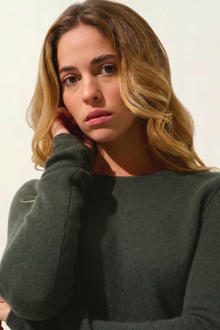 Pull Ivy 100% cachemire, 4 fils - Col rond - Vert