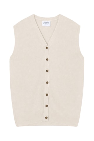Gilet sans manches Hugo 100% cachemire, 2 fils - Col en V - Blanc