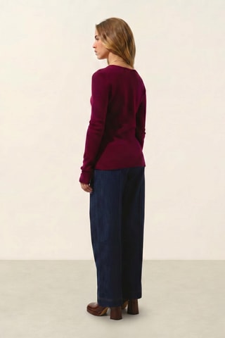 Maglia Chelsea 100% cashmere, 4 fili ?* - Collo a V - Rosso