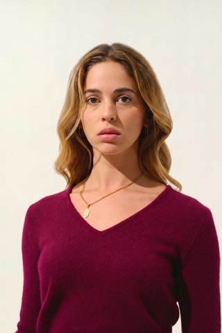 Maglia Chelsea 100% cashmere, 4 fili ?* - Collo a V - Rosso