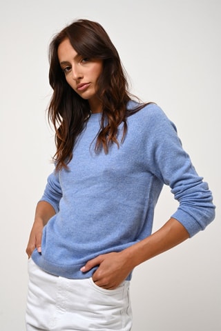 Pull Ecrin 100% cachemire - Col rond - Bleu