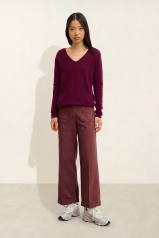 Maglia Galise 100% cashmere, 2 fili - Collo a V - Rosso
