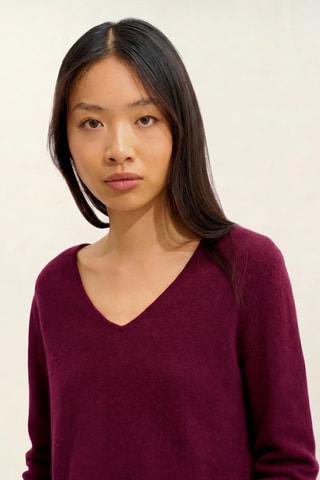 Maglia Galise 100% cashmere, 2 fili - Collo a V - Rosso