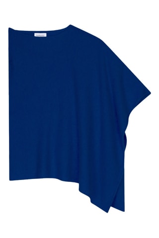 Poncho Meryl 100% cachemire, 4 fils - Col bateau - Bleu