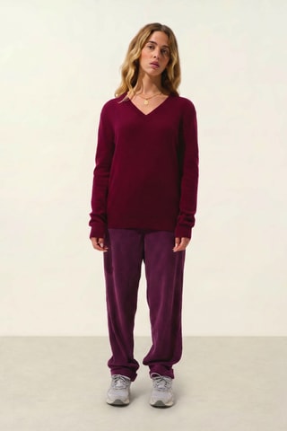 Maglia Gardoria 100% cashmere, 2 fili - Collo a V - Rosso