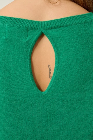 Pull Dibona 100% cachemire, 2 fils - Col bateau - Vert