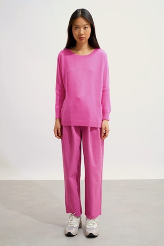 Pull Goleon 100% cachemire, 2 fils - Col rond - Rose