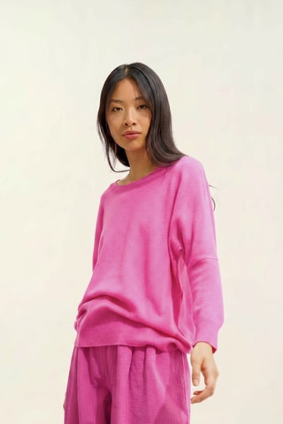 Pull Goleon 100% cachemire, 2 fils - Col rond - Rose