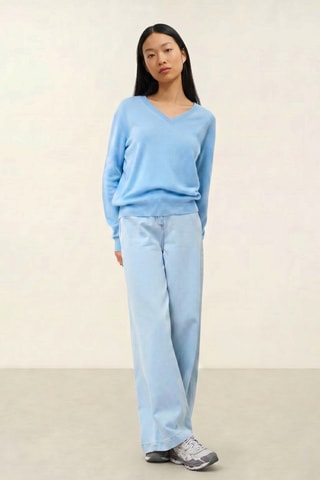 Maglia Gardoria 100% cashmere - Collo a V - Blu