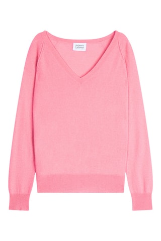Maglia Malabar 100% cashmere, 2 fili - Collo a V - Rosa