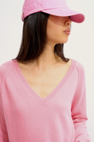 Maglia Malabar 100% cashmere, 2 fili - Collo a V - Rosa