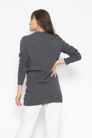 Gilet long Cimet 100% cachemire, 2 fils - Col en V - Gris