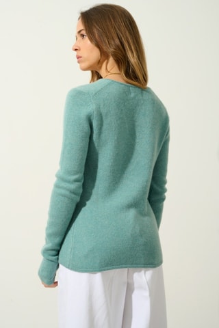 Pull Chelsea 100% cachemire, 4 fils - Col en V - Vert