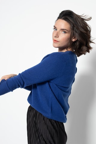 Pull Estaris 100% cachemire, 2 fils - Col rond - Bleu