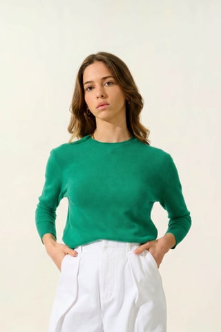 Pull Estaris 100% cachemire, 2 fils - Col rond - Vert