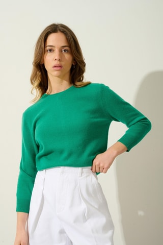 Pull Estaris 100% cachemire, 2 fils - Col rond - Vert
