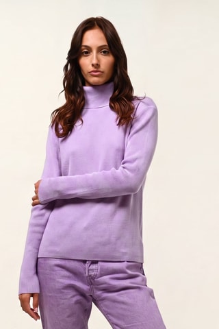 Pull Suzie 100% cachemire, 2 fils - Col roulé - Violet