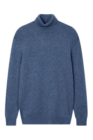 Pull Martin 100% cachemire, 4 fils - Col roulé - Bleu