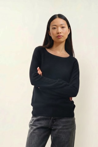 Pull Dibona 100% cachemire - Col bateau - Noir