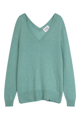 Pull Giegn 100% cachemire, 2 fils - Col en V - Vert