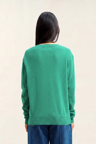 Maglia Gardoria 100% cashmere, 2 fili - Collo a V - Verde
