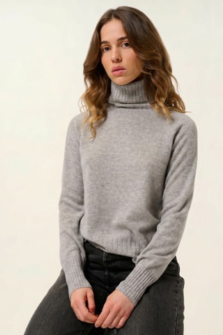 Pull Cassy 100% cachemire, 2 fils - Col montant - Gris