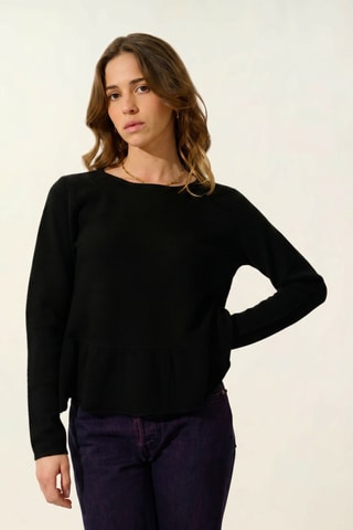 Pull Cadair 100% cachemire, 2 fils - Col rond - Noir