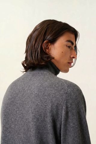 Pull camionneur Noemie 100% cachemire - Col montant - Gris