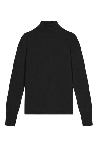 Pull Eileen 100% cachemire, 2 fils - Col montant - Noir