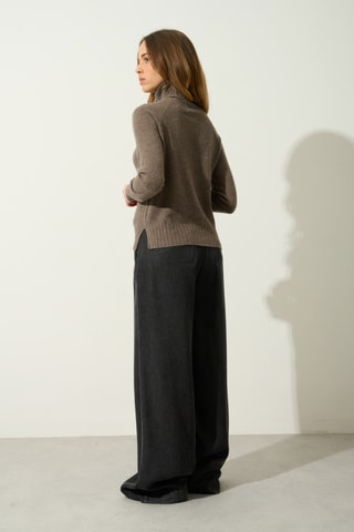 Pull Cassy 100% cachemire, 2 fils - Col montant - Gris